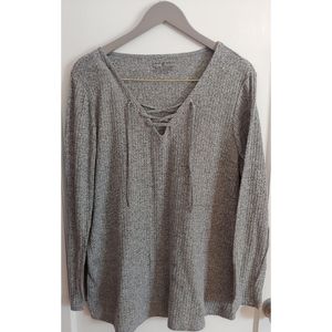 Lane Bryant Waffle Knit Lace-Up Top Size 14/16